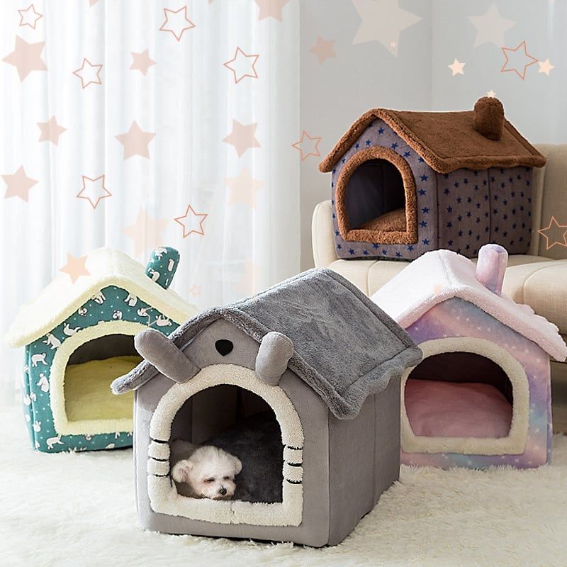 GENERICO - Cama para Mascotas Tipó Casa Color Gris