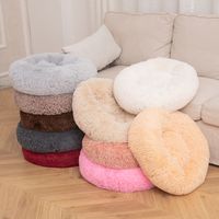 Cama Para Mascotas Antiestrés De Felpa 70 cm Color Beige