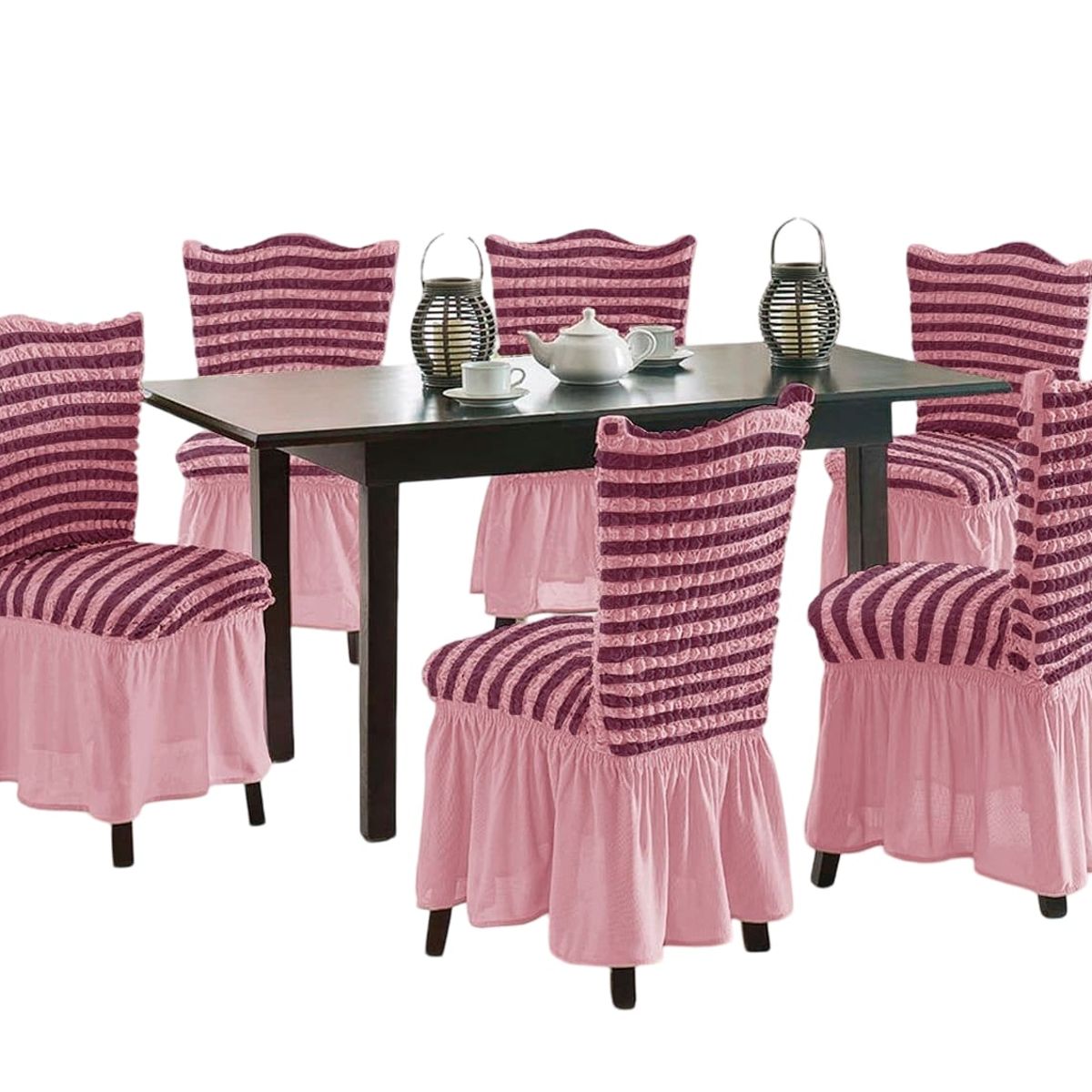 GENERICO - Pack 6 Fundas Sillas Turcas Diseño Lineal L8