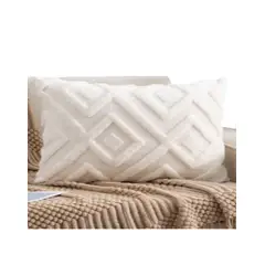 GENERICO - Pack de 4 Fundas de Cojín Estilo Trenzado-Blanco