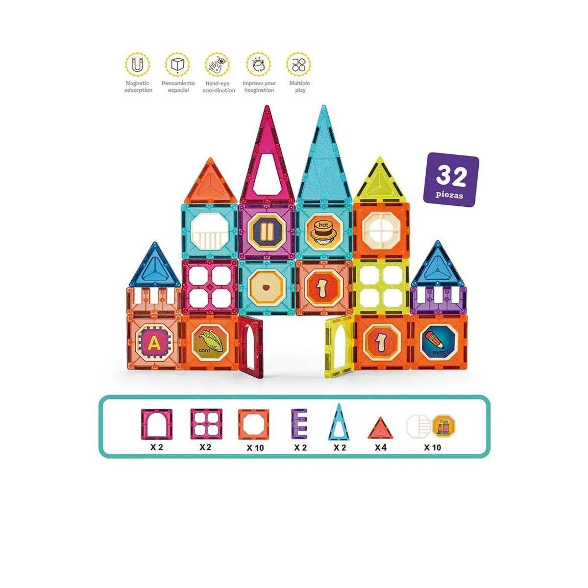 GENERICO - Juguete Magnético Blocks 32 Piezas