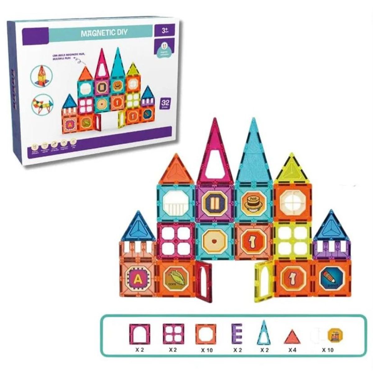 GENERICO - Juguete Magnético Blocks 32 Piezas