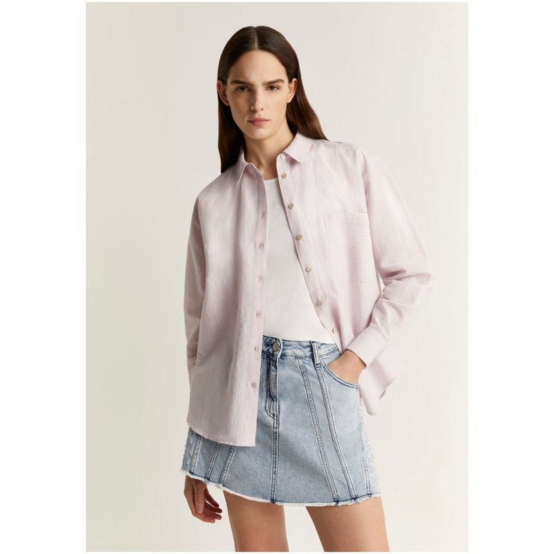 SCALPERS - Camisa Lino Rayas Combinadas Pinkstripes