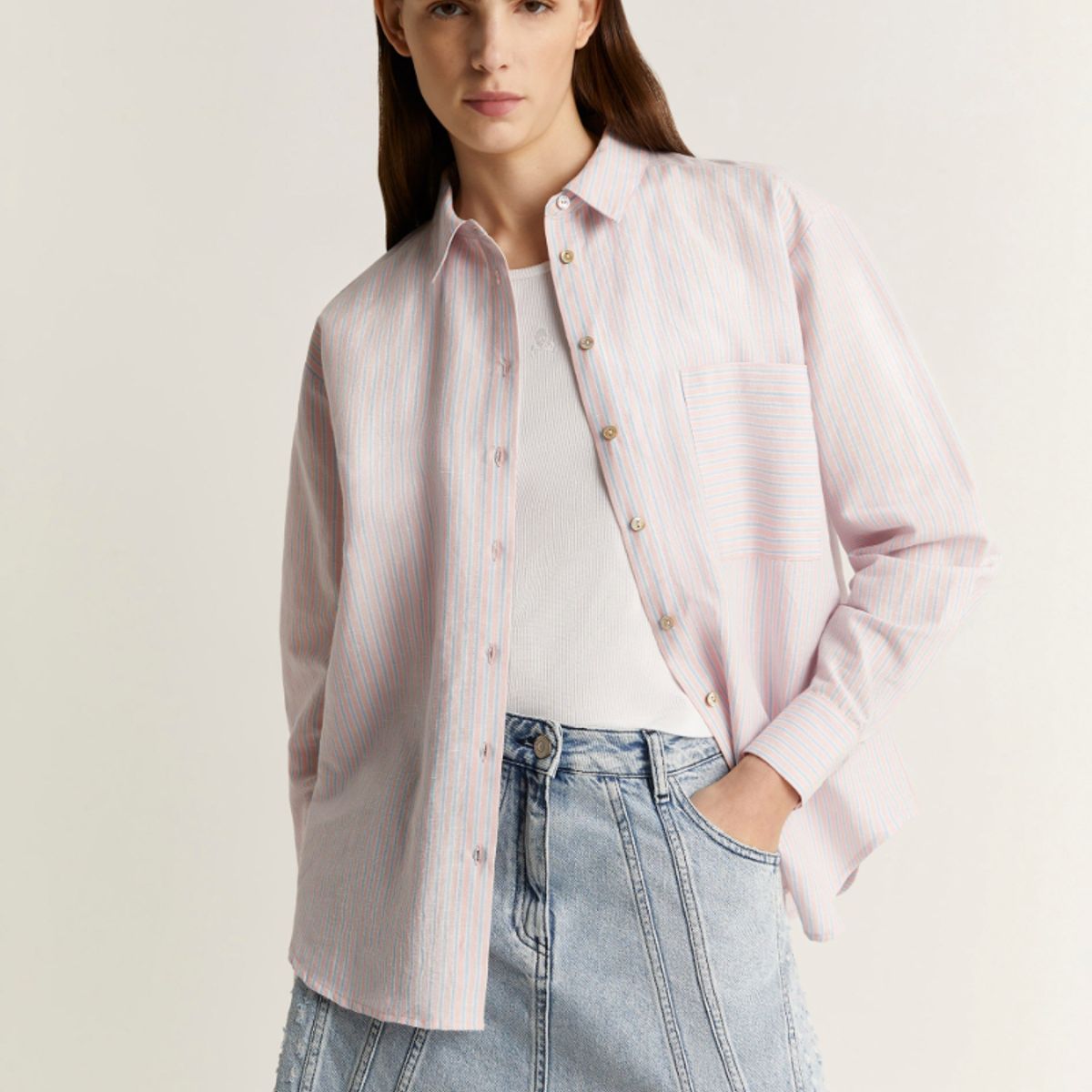 SCALPERS - Camisa Lino Rayas Combinadas Pinkstripes