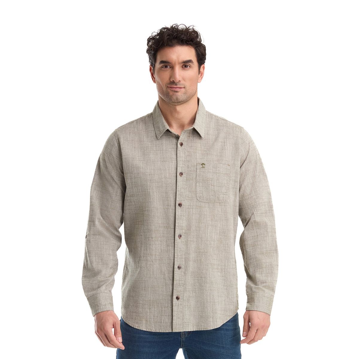 PANAMA JACK - Camisa Hombre Manga Larga Verde Musgo Panama Jack