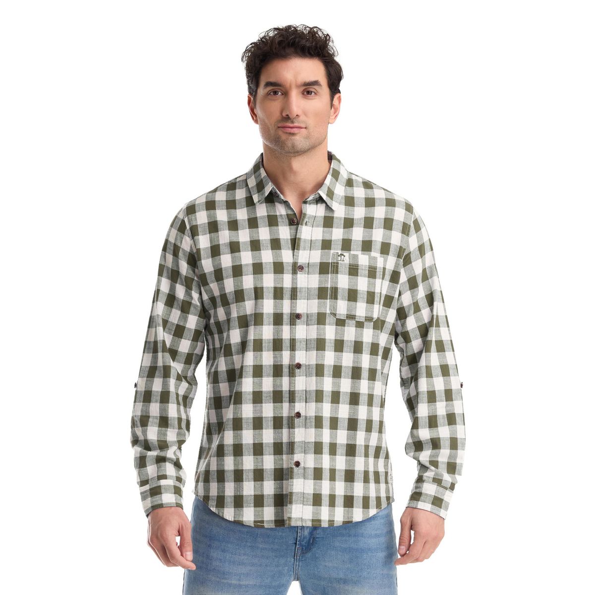 PANAMA JACK - Camisa Hombre Manga Larga Verde Musgo Panama Jack