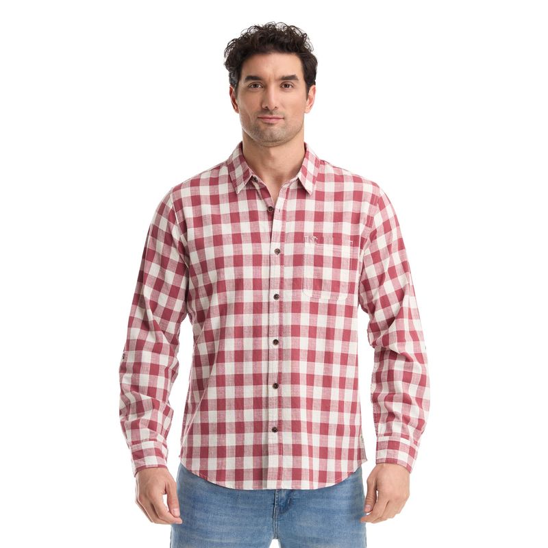 PANAMA JACK - Camisa Hombre Manga Larga Burdeo Panama Jack