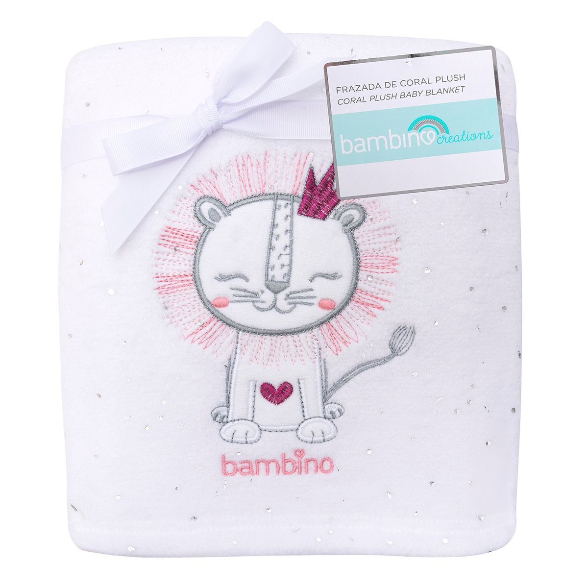 BAMBINO - Frazada De Coral Plush Blanco Leona Niña