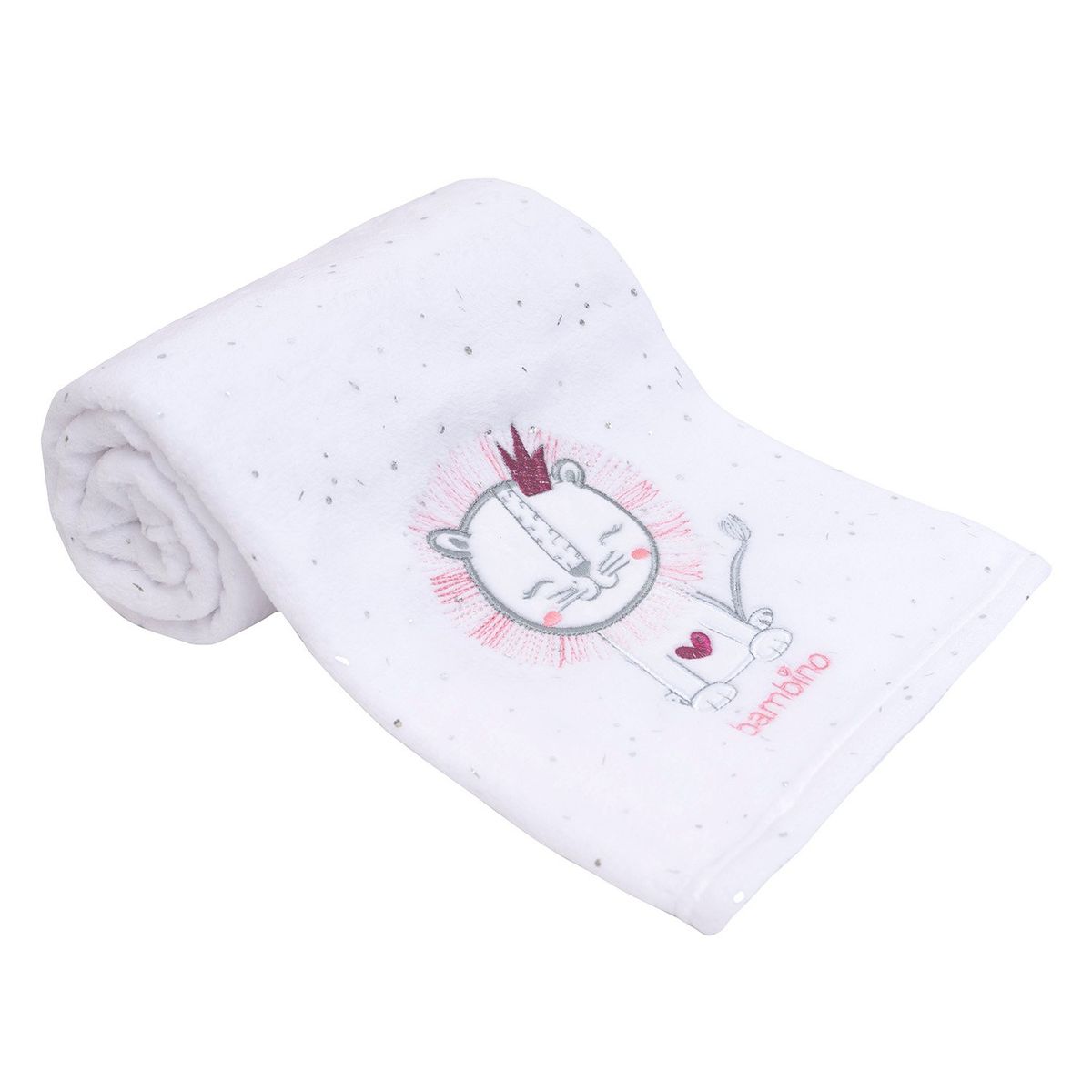 BAMBINO - Frazada De Coral Plush Blanco Leona Niña