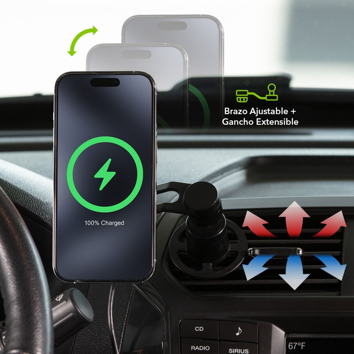 MOPHIE - Cargador de auto inalámbrico Magsafe 7.5W Mophie negro