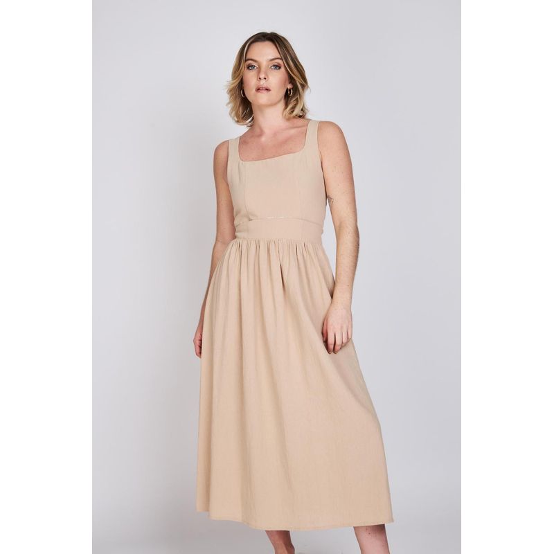 ECLIPSE - Vestido Escote Cuadrado Javiera Beige Eclipse ECLIPSE