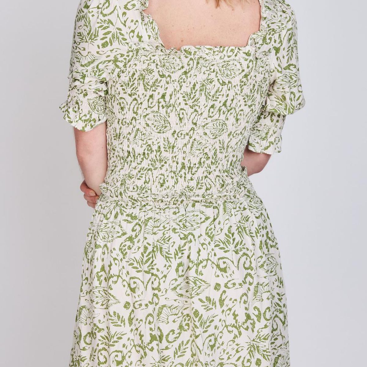 ECLIPSE - Vestido Manga Globo Magnolia Verde Print Eclipse ECLIPSE