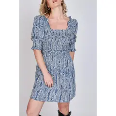 ECLIPSE - Vestido Manga Globo Magnolia Azul