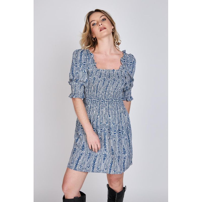 ECLIPSE - Vestido Manga Globo Magnolia Azul Eclipse ECLIPSE