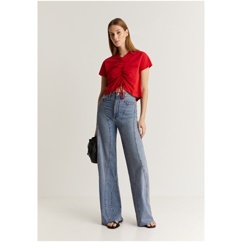 SCALPERS - Polera Detalle Frunce Frontal Red