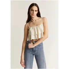 SCALPERS - Top Cropped Volantes Ecru