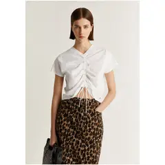 SCALPERS - Polera Detalle Frunce Frontal White