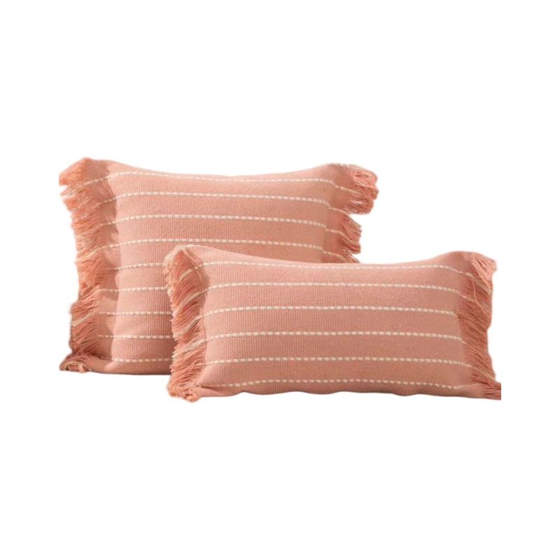 GENERICO - Pack de 4 Fundas de Cojín Croche con Flecos-Rosa
