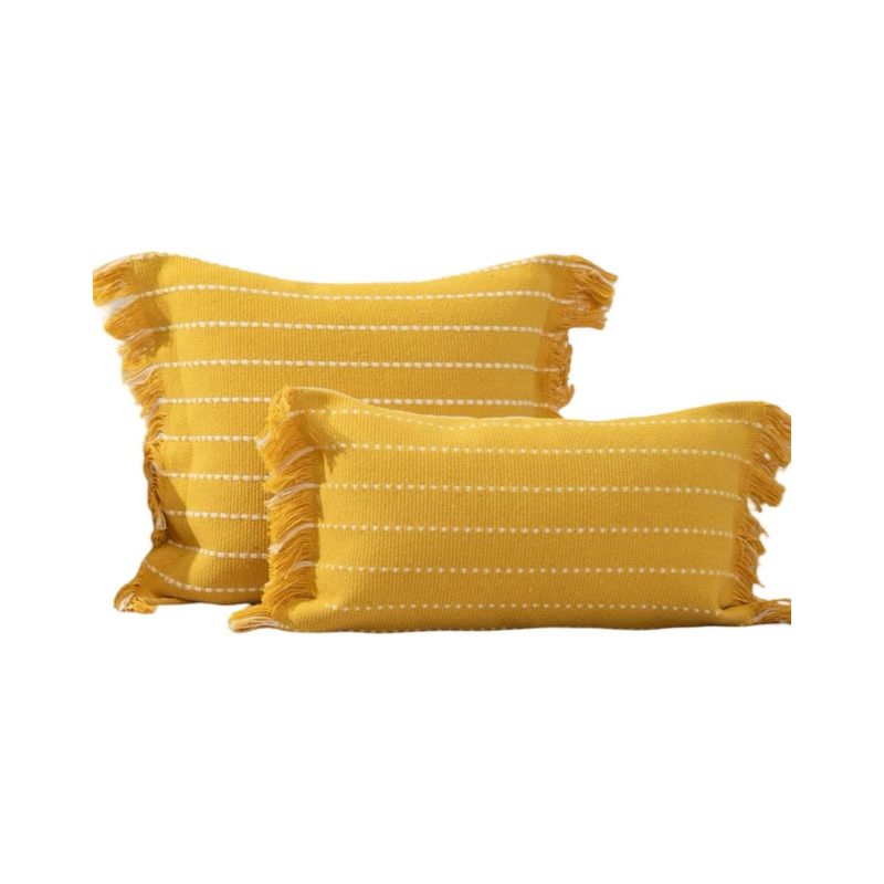 GENERICO - Pack de 4 Fundas de Cojín Croche con Flecos-Mostaza