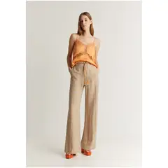 SCALPERS - Pantalón Fluido Cuadros Beige