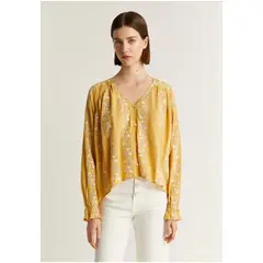 SCALPERS - Blusa Bordados Contraste Mustard