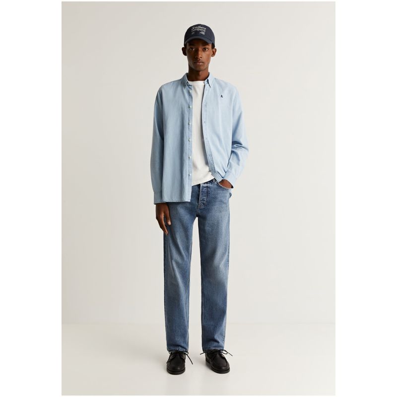 SCALPERS - Camisa Denim Cuello Botones Skyblue