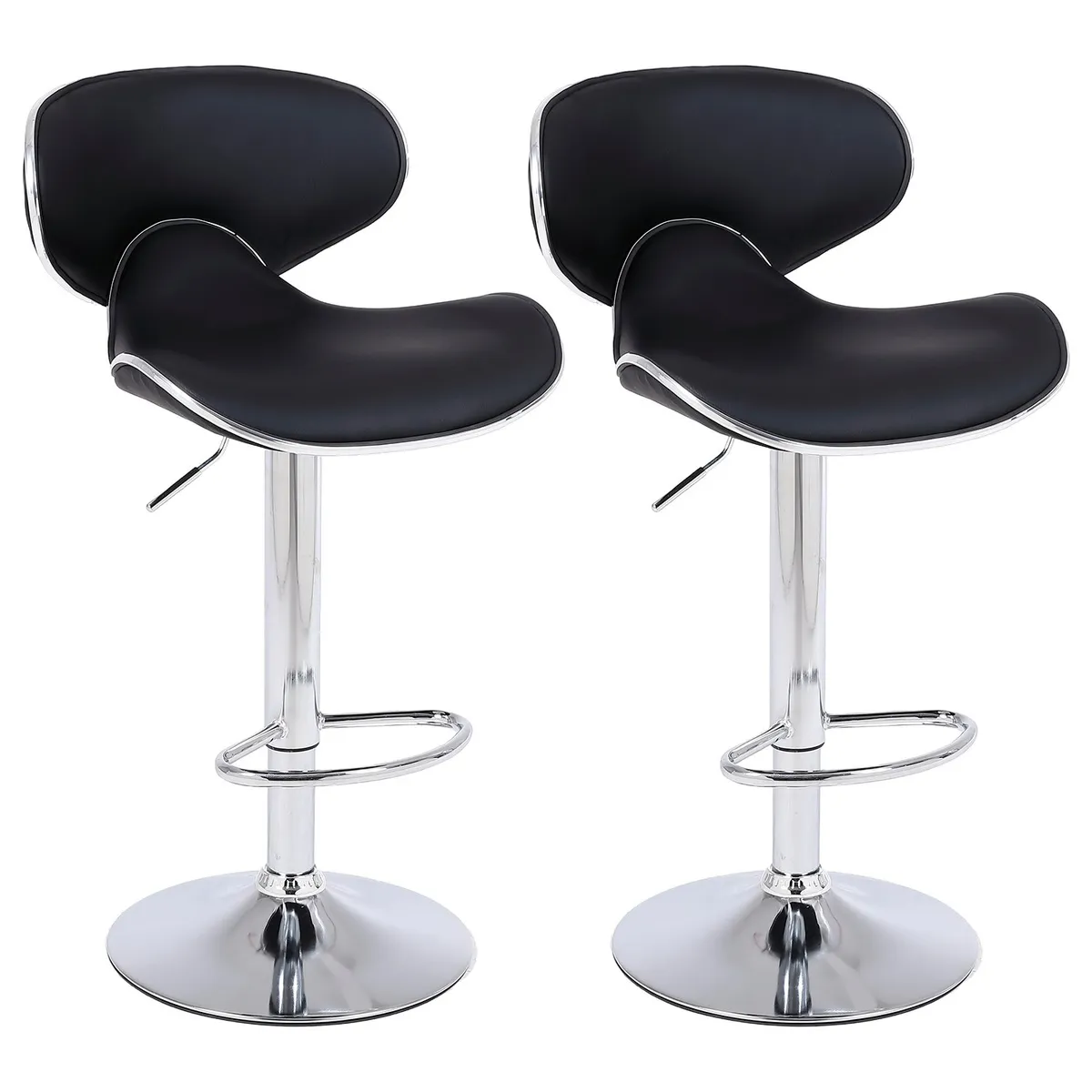 NOVAHUS - Pack de 2 Pisos de Bar Loft con Respaldo y Reposapiés Negro