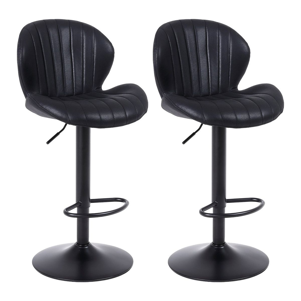 NOVAHUS - Pack 2 Pisos de Bar Lounge con Respaldo y Reposapiés Negro
