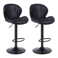 Pack 2 Pisos de Bar Lounge con Respaldo y Reposapiés Negro