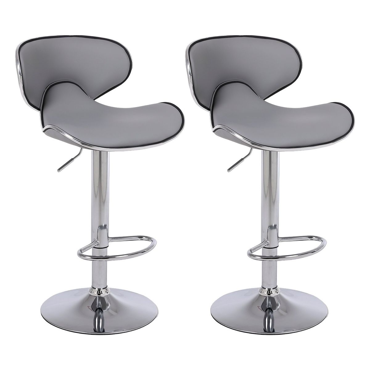 NOVAHUS - Pack de 2 Pisos de Bar Loft con Respaldo y Reposapiés Gris