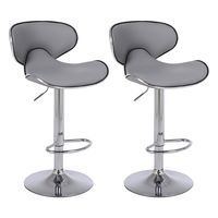 Pack de 2 Pisos de Bar Loft con Respaldo y Reposapiés Gris