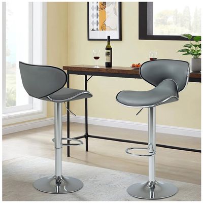 Imagen 2 del producto Pack de 2 Pisos de Bar Loft con Respaldo y Reposapiés Gris