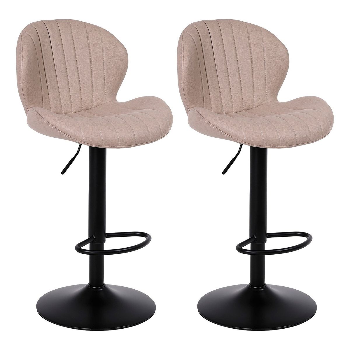 NOVAHUS - Pack 2 Pisos de Bar Lounge con Respaldo y Reposapiés Beige