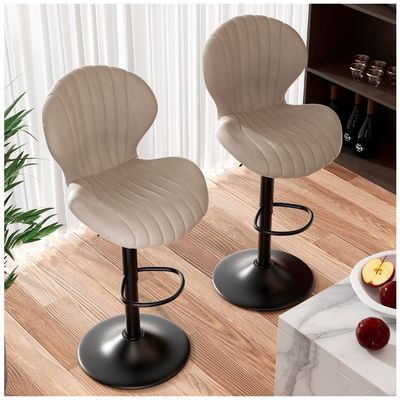 Imagen 2 del producto Pack 2 Pisos de Bar Lounge con Respaldo y Reposapiés Beige