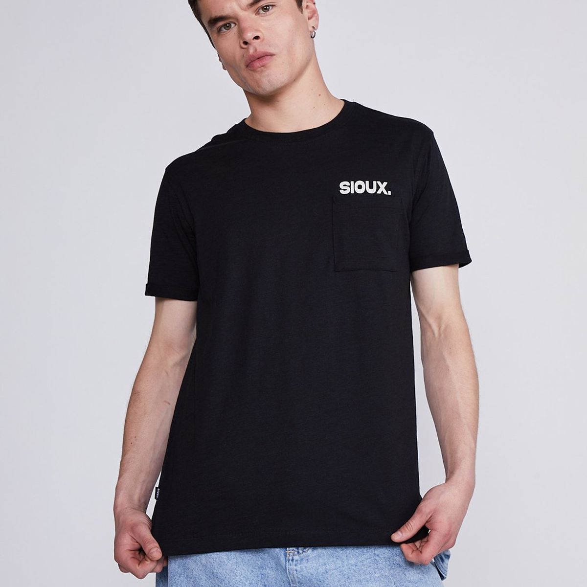 SIOUX - Polera Hombre Negro Bolsillo Sioux