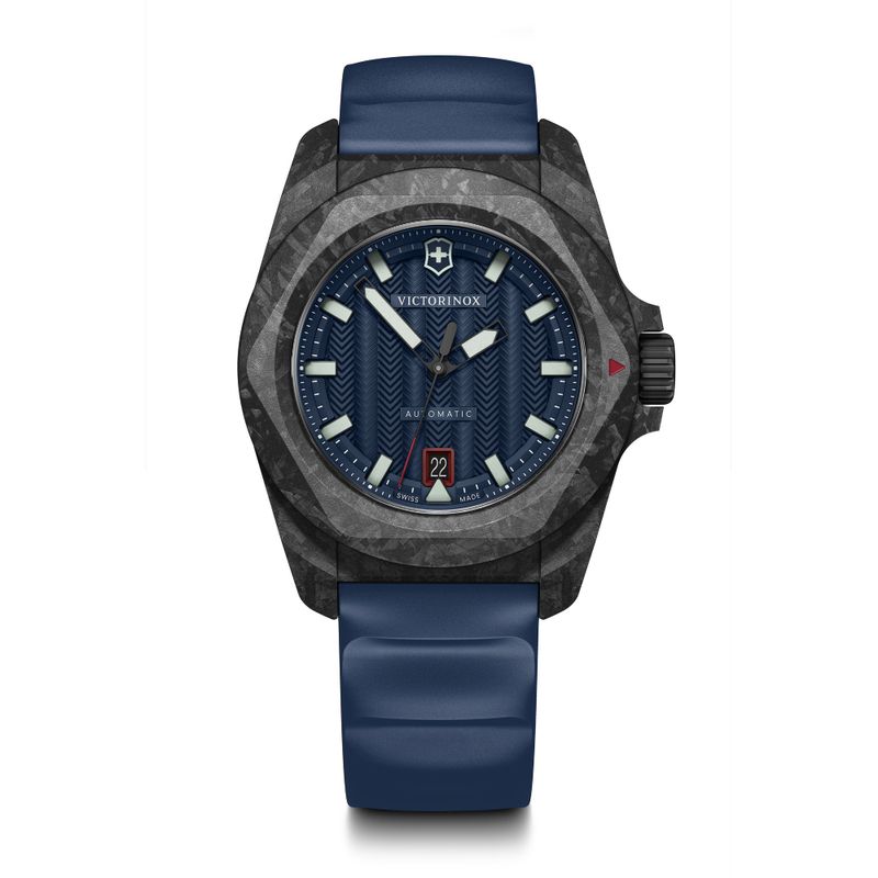 VICTORINOX - Reloj INOX Carbon Automático correa caucho azul