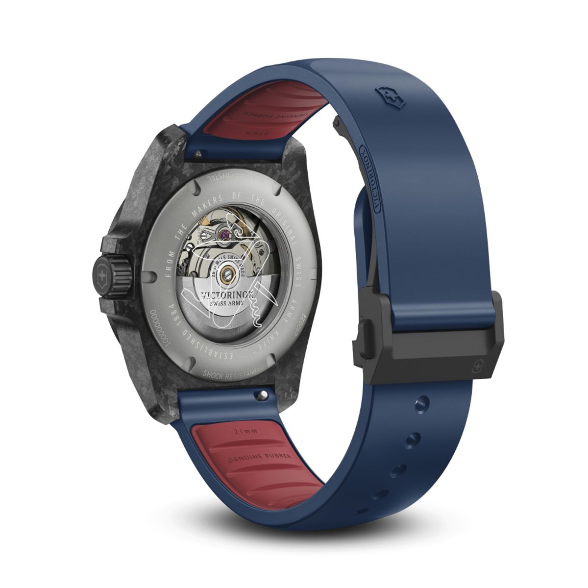 VICTORINOX - Reloj INOX Carbon Automático correa caucho azul