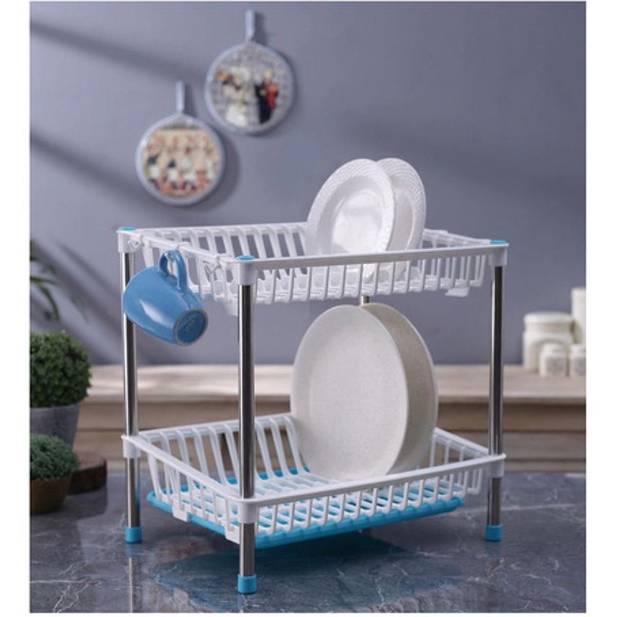 GENERICO - Escurridor Secador Platos Loza Vajilla 2 Niveles Resistente