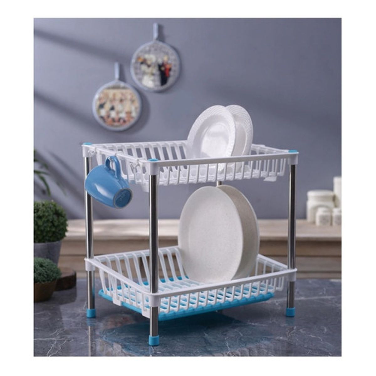 GENERICO - Escurridor Secador Platos Loza Vajilla 2 Niveles Resistente