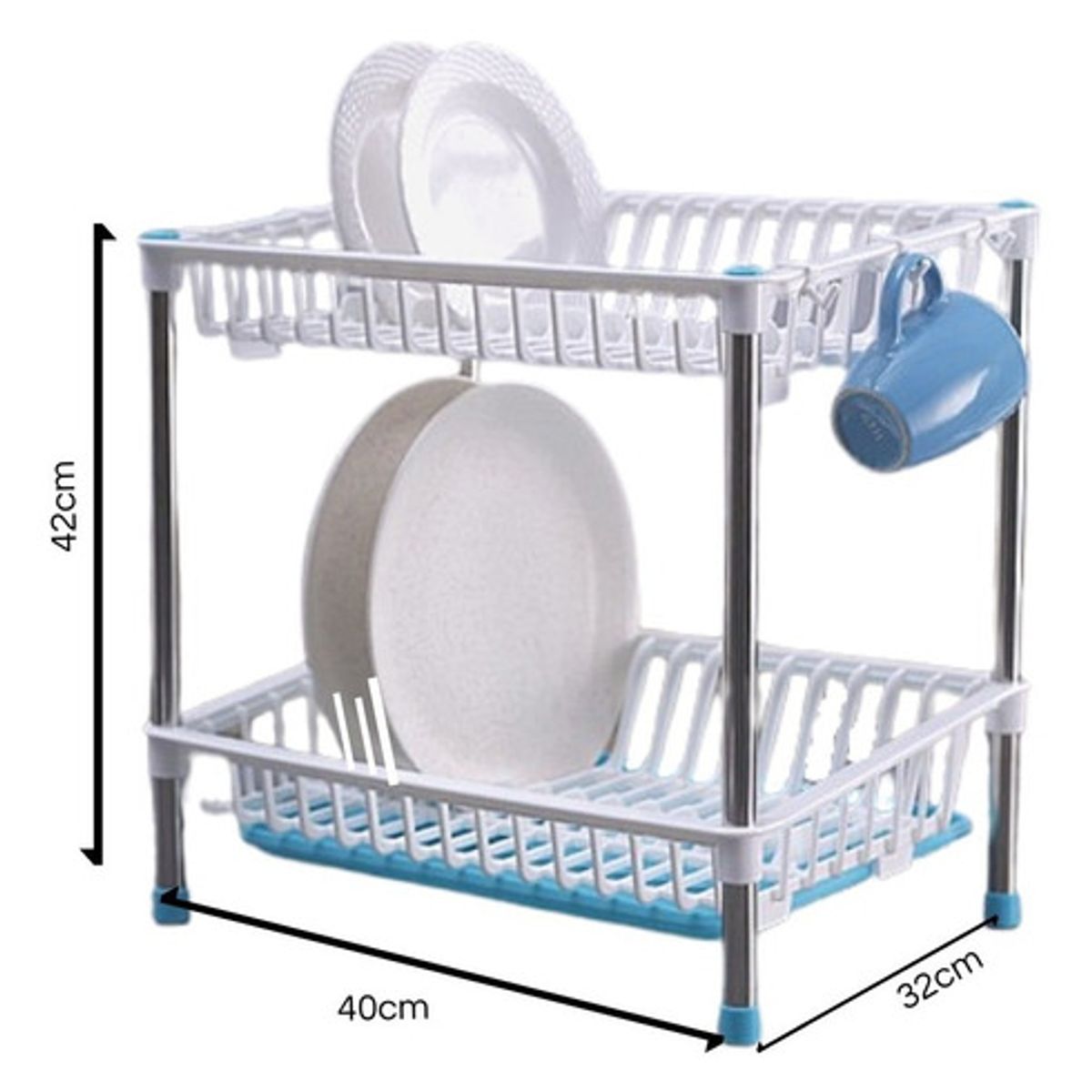 GENERICO - Escurridor Secador Platos Loza Vajilla 2 Niveles Resistente