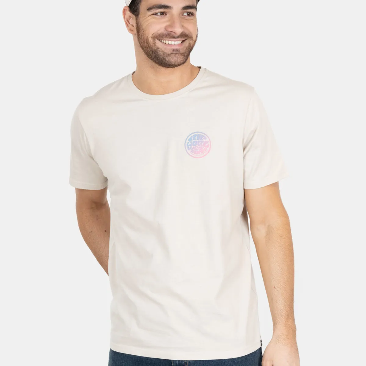 RIP CURL - Polera M/C Wetsuit Splash Tee Beige Hombre Rip Curl