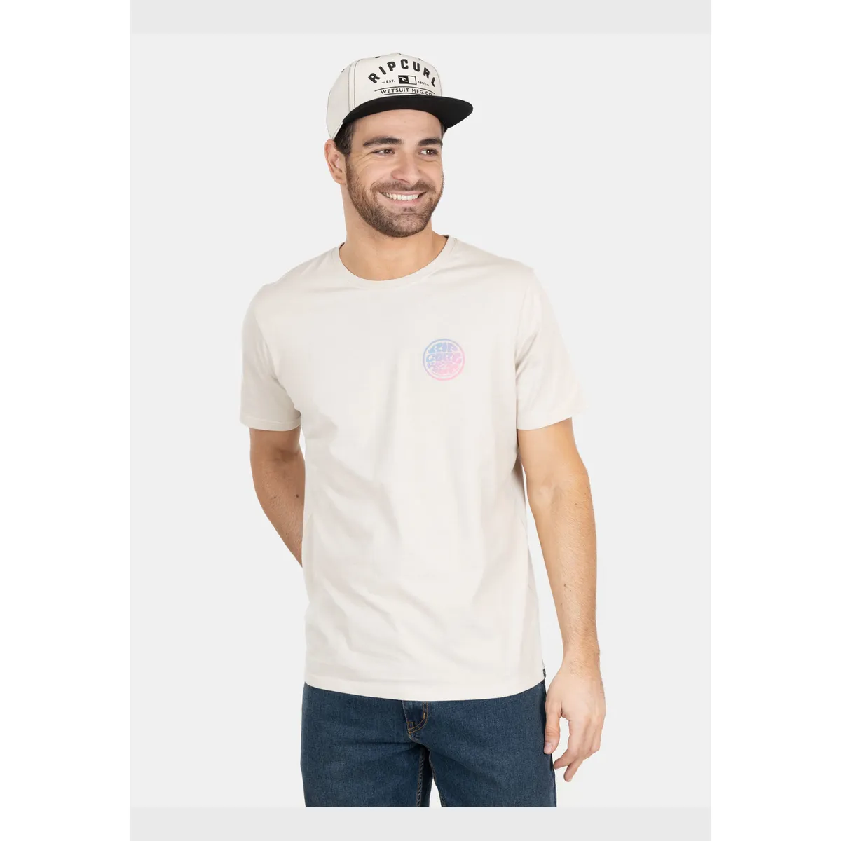 RIP CURL - Polera M/C Wetsuit Splash Tee Beige Hombre Rip Curl