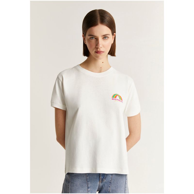 SCALPERS - Polera Print Arcoíris Offwhite