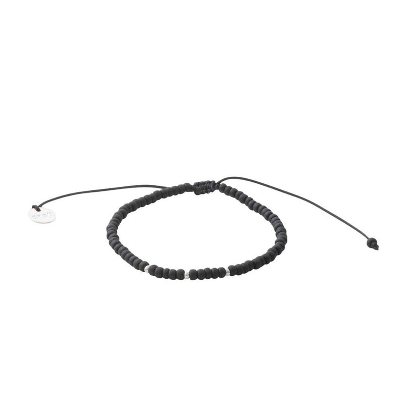ZAZU - Pulsera Candy Negra con Mostacillas de Plata