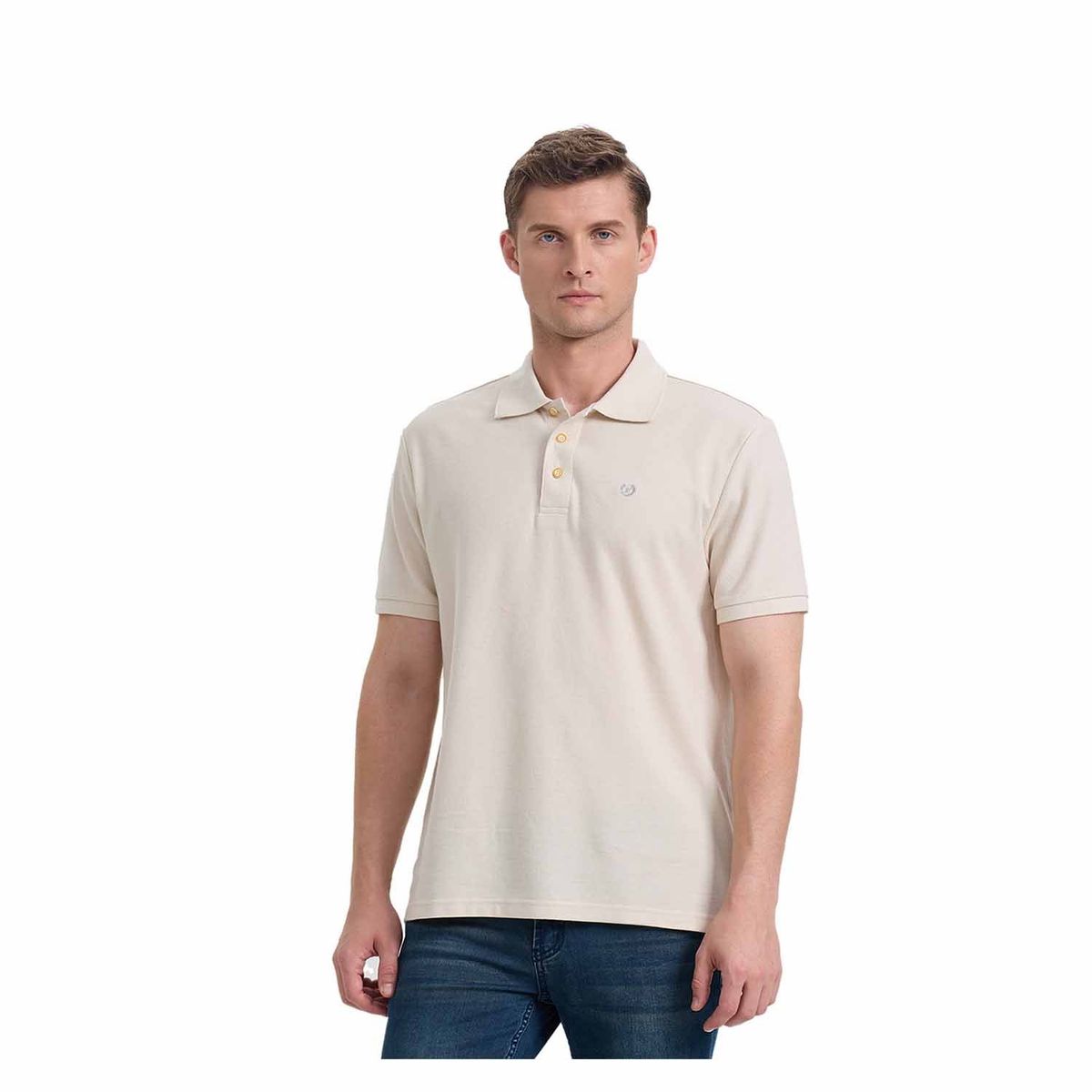 FASHION'S PARK - Polera Hombre Pique Básica Lisa Beige Fashion's Park