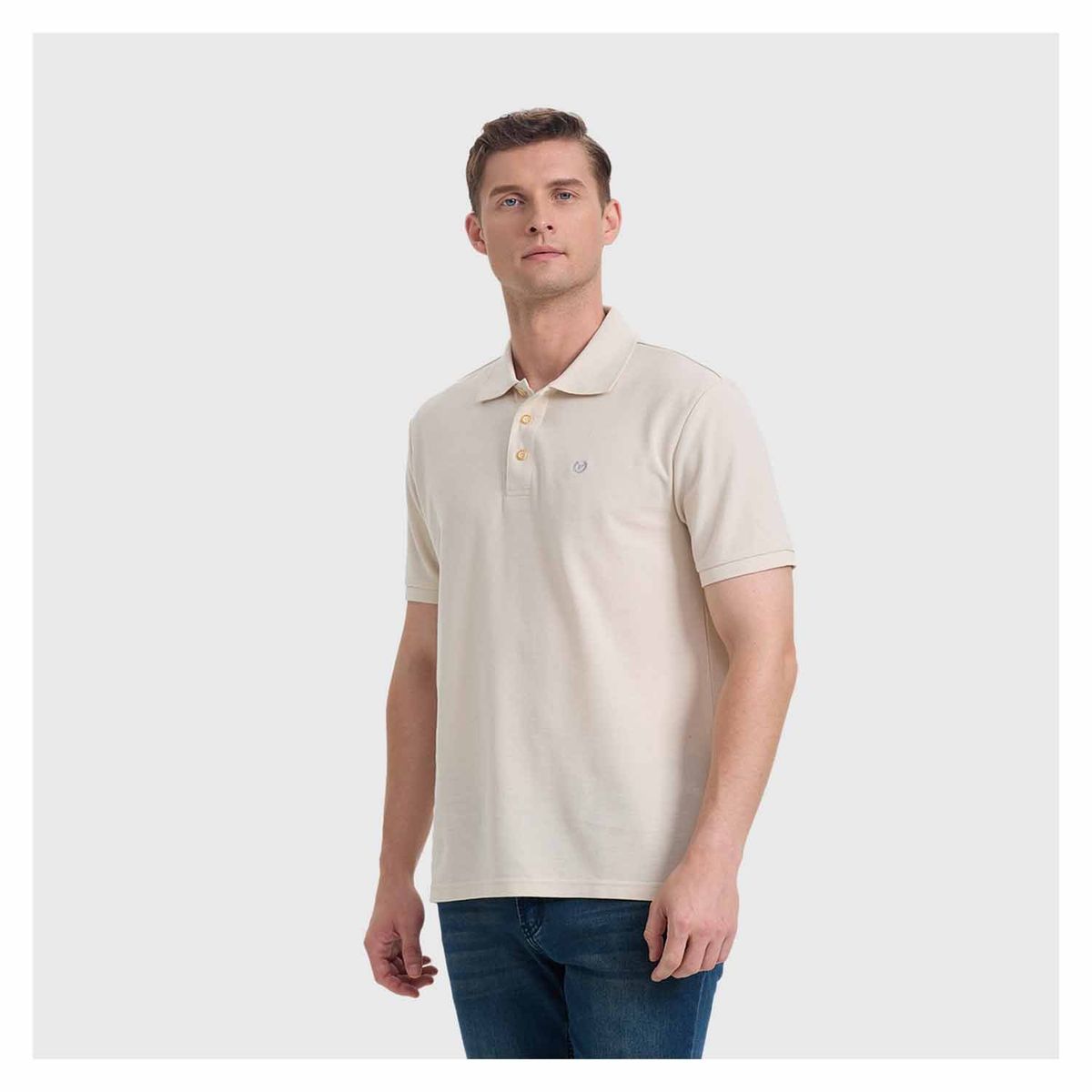 FASHION'S PARK - Polera Hombre Pique Básica Lisa Beige Fashion's Park