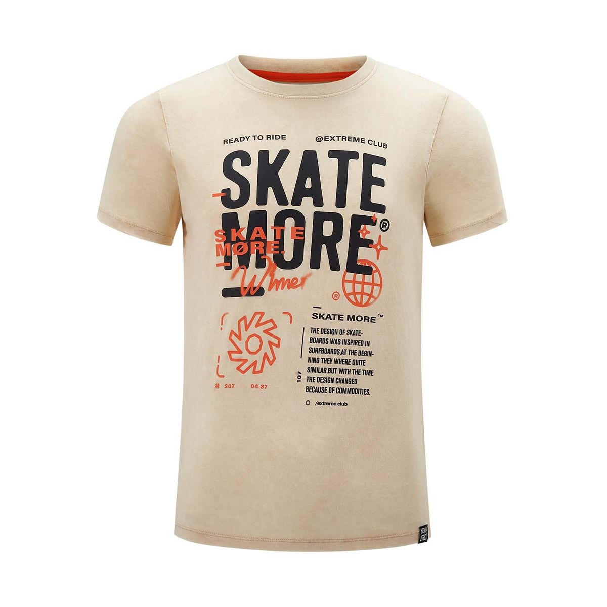 FASHION'S PARK - Polera Niño Acid Wash Print Beige Fashion's Park