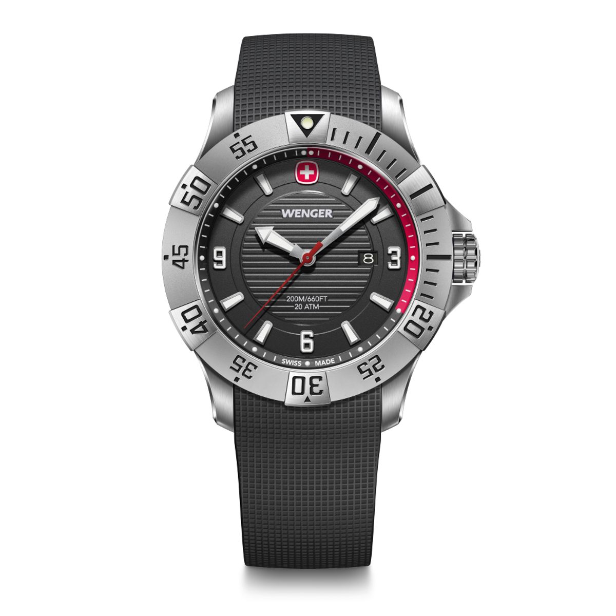 WENGER - Reloj Seaforce correa silicona dial negro 43 mm Wenger