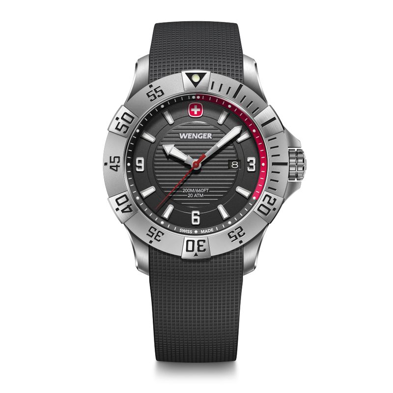 WENGER - Reloj Seaforce correa silicona dial negro 43 mm Wenger