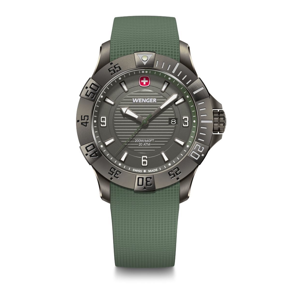 WENGER - Reloj Seaforce correa silicona verde dial 43 mm Wenger